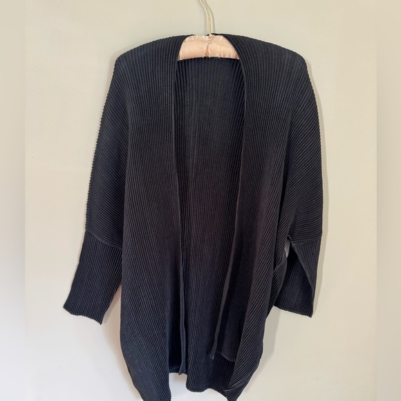 Black Accordion Knit Oversized Batwing Cardigan - Picture 1 of 5